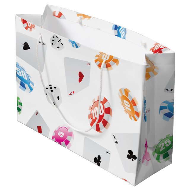 Casino, Games accessories pattern Large Gift Bag (Back Angled)