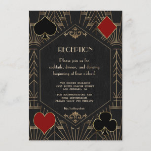 Casino Gold Black 20s Gatsby Wedding Reception Enclosure Card