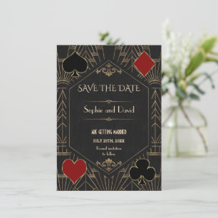 Casino Gold Black Gatsby Wedding Save The Date Invitation