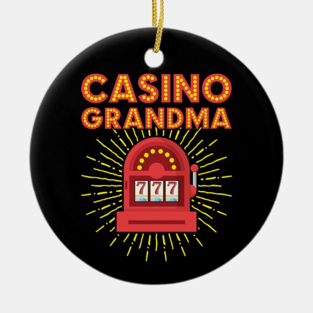 Casino Grandma Gambling Granny Ceramic Tree Decoration (Front)