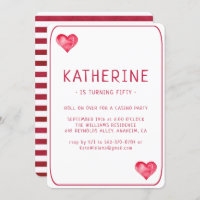 Casino Hearts Playing Card Birthday Invitation
