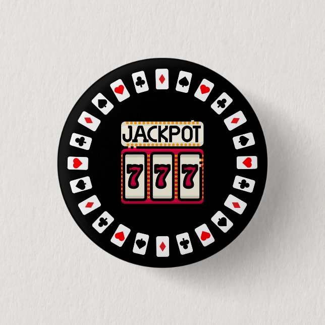 Casino Hit the Jackpot 777 3 Cm Round Badge (Front)