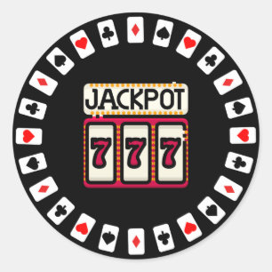 Casino Hit the Jackpot 777 Classic Round Sticker