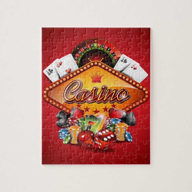 Casino illustration with gambling elements jigsaw puzzle (Vertical)