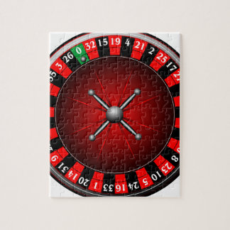 Casino illustration with roulette wheel jigsaw puzzle