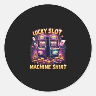 Casino Las Vegas Gambling Lovers Lucky Slot Machin Classic Round Sticker