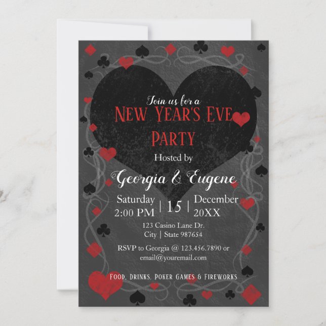 Casino/Las Vegas New Year's Eve Party Invitation (Front)