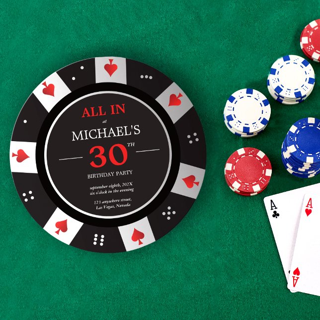 Casino Las Vegas Poker Chip 30th Birthday Invitation (Creator Uploaded)