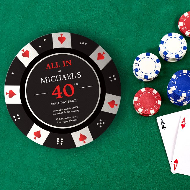 Casino Las Vegas Poker Chip Birthday Invitation (Creator Uploaded)
