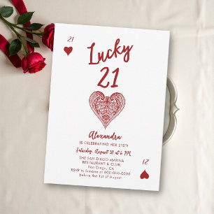 Casino Night Ace of Hearts Vintage Red Birthday Invitation