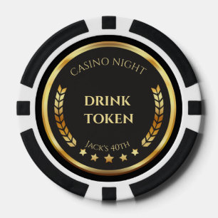Casino Night Birthday Drink Token Poker Chip