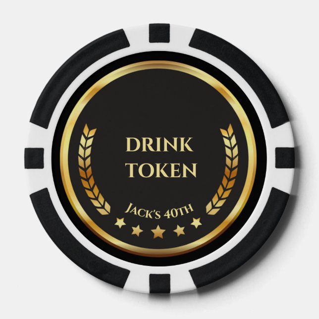 Casino Night Drink Token Poker Chip | Personalised (Front)