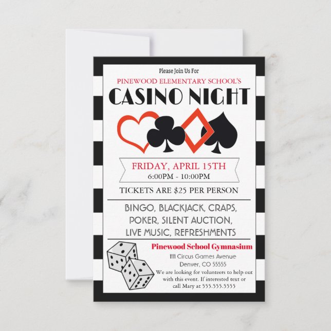 Casino Night Event Party Invitation (Front)