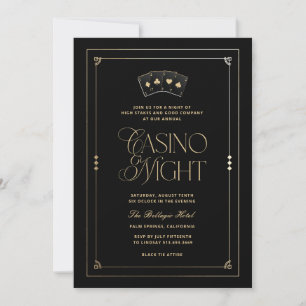 Casino Night Invitation Black Gold Art Deco