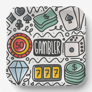 Casino Night Paper Plates, Las Vegas Theme Party Plate