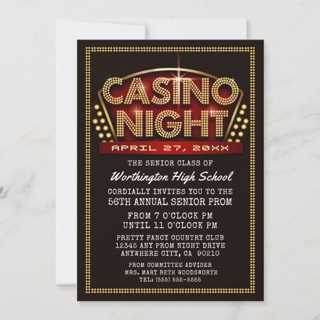 Casino Night Party Themed Prom Invitations (Front)