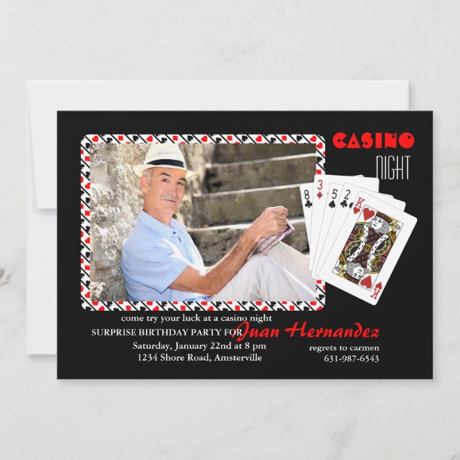 Casino Night Photo Invitation (Front)