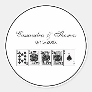 Casino Night Poker Royal Straight Flush Spades Classic Round Sticker