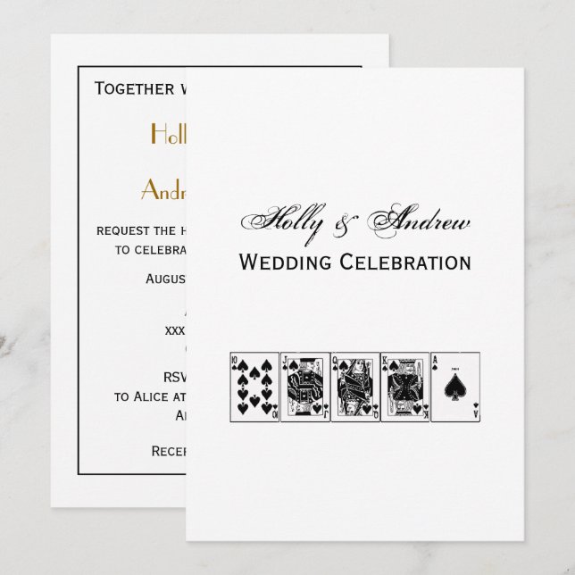Casino Night Poker Royal Straight Flush Spades Invitation (Front/Back)