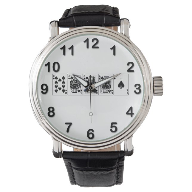 Casino Night Poker Royal Straight Flush Spades Watch (Front)