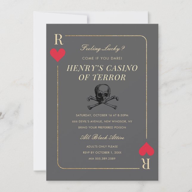 Casino Night Skull Death Party Invitation (Front)