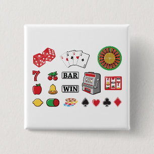 Casino Night Slot Machine Poker Lucky 7s 15 Cm Square Badge