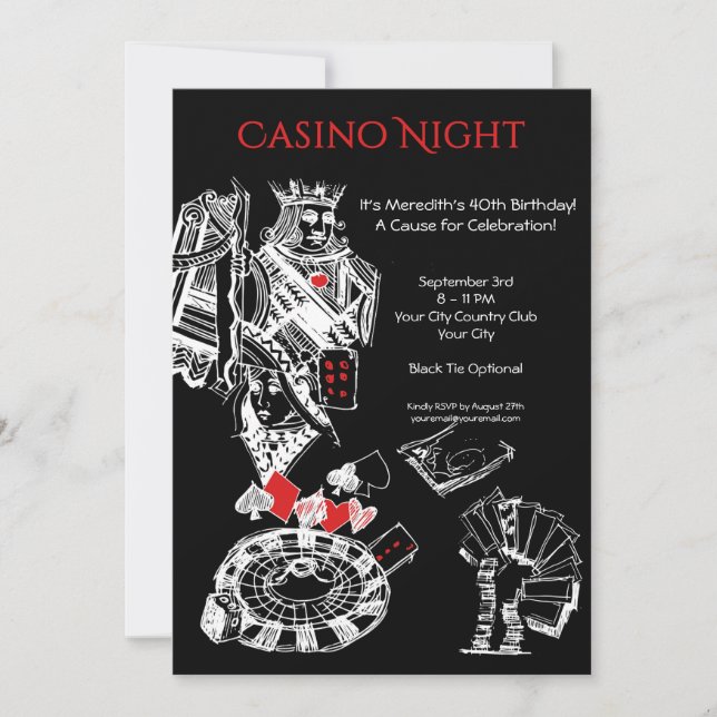Casino Night Themed Birthday Party Invitation (Front)