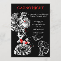 Casino Night Themed Birthday Party Invitation