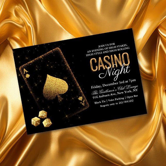 Casino Night Vegas Black and Gold Invitation (Creator Uploaded)
