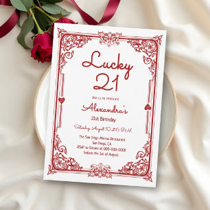 Casino Night Vintage Red Playing Card Birthday