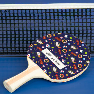 Casino Party Blue Ping Pong Paddle