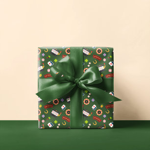 Casino Party   Green Wrapping Paper