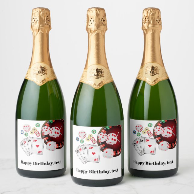casino party invite, sparkling wine label (Bottles)