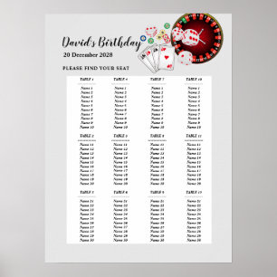 CASINO party seating sign, birthday party seat Poster