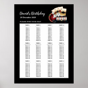 CASINO party seating sign, birthday party seat Poster