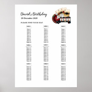 CASINO party seating sign, birthday party seat Poster