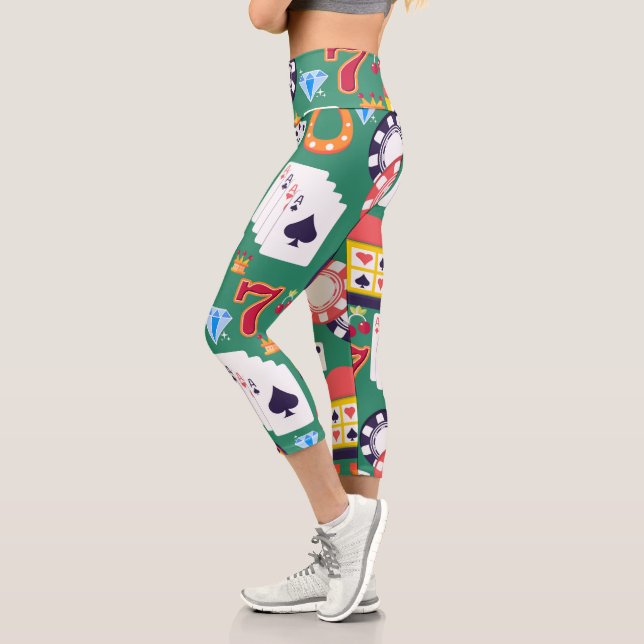 Casino Pattern Capri Leggings (Left)