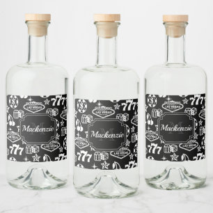 Casino Pattern Liquor Bottle Label