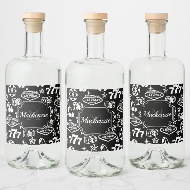 Casino Pattern Liquor Bottle Label (Bottles)