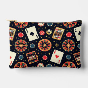 Casino pattern theme on black accessory pouch