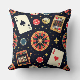Casino pattern theme on black cushion