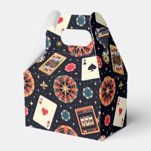 Casino pattern theme on black favour box