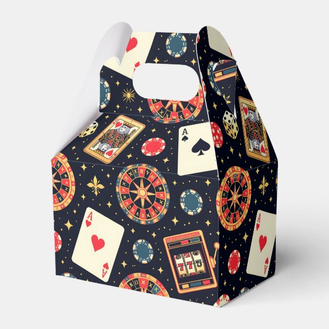 Casino pattern theme on black favour box (Front Side)