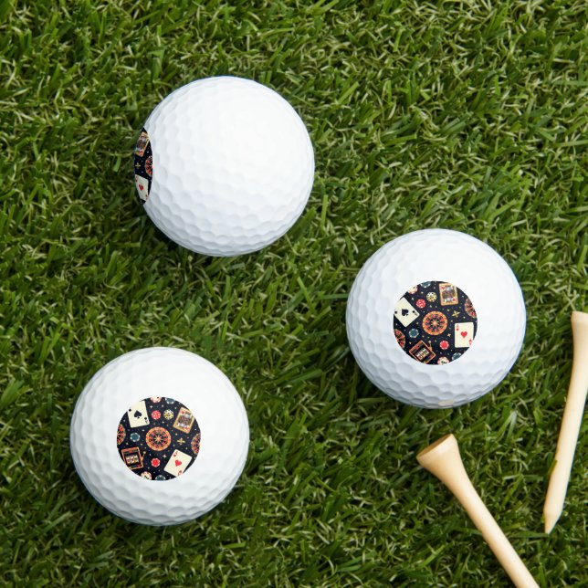 Casino pattern theme on black golf balls (Insitu Grass)