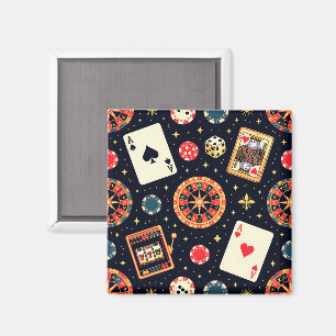 Casino pattern theme on black magnet