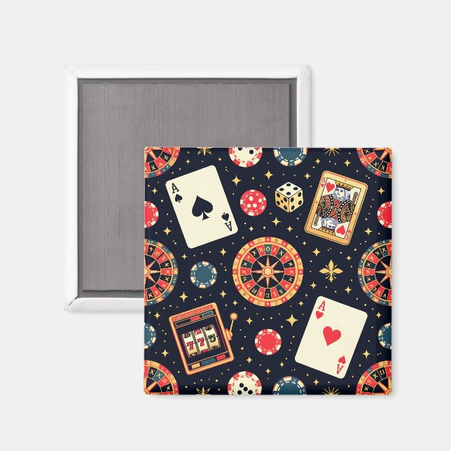 Casino pattern theme on black magnet (Front/Back)