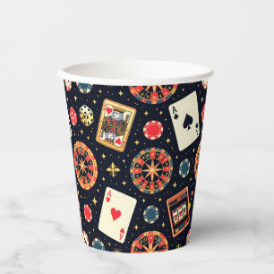 Casino pattern theme on black paper cups