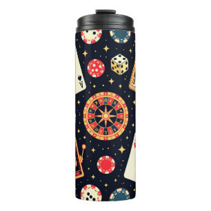 Casino pattern theme on black thermal tumbler