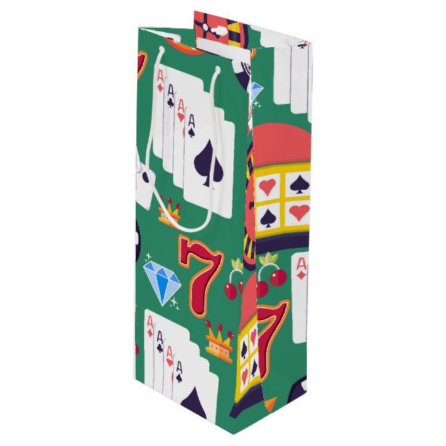 Casino Pattern Wine Gift Bag (Front Angled)