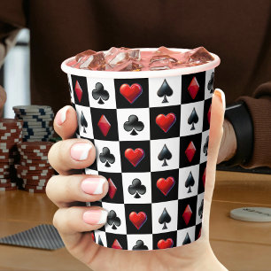 Casino Playing Card Suit Chequerboard Paper Cups